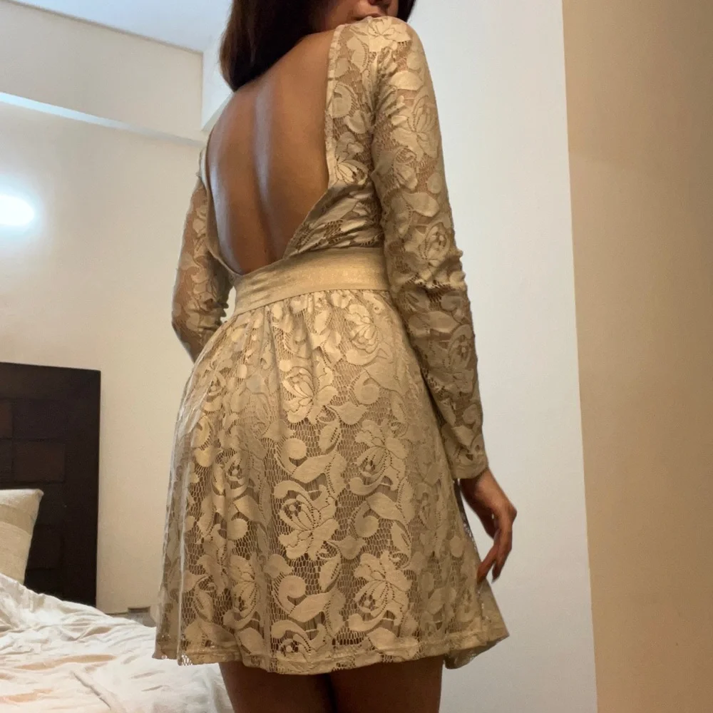 Zara Crème Net Lace Dress - Picture 8 of 12